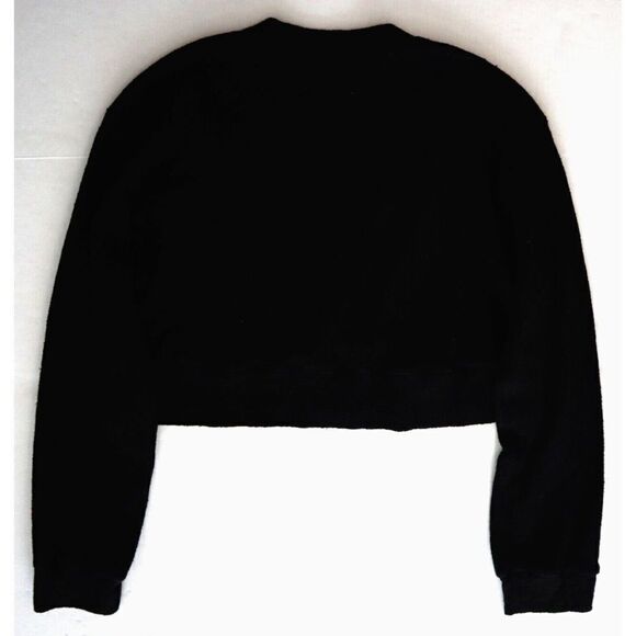 Monrow Women Sz S Black French Terry Tank Top & L/S Cropped Shirt 2-Pc Set - Picture 6 of 11